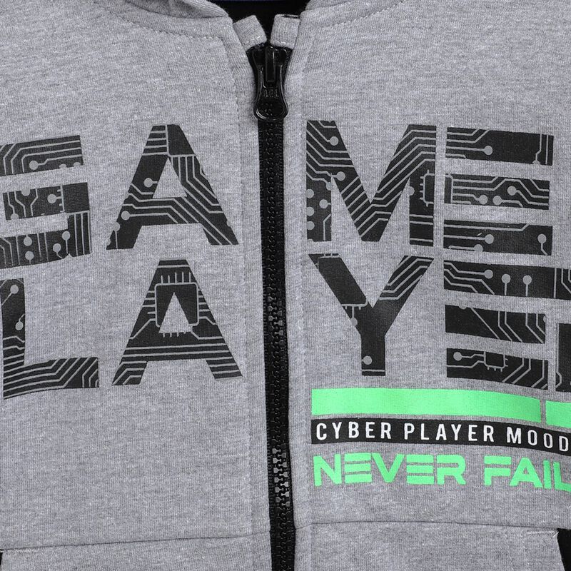 Printed Front Open Tracksuit With Hood  (2Pc) image number 4